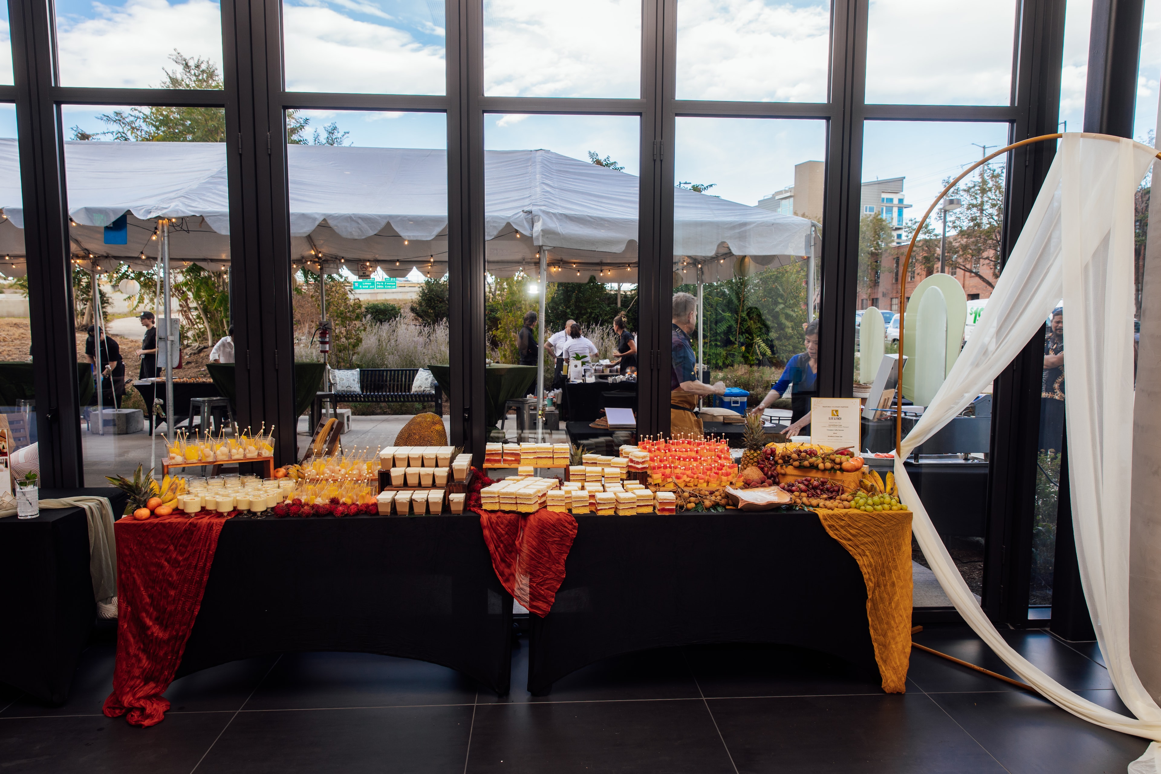 Beautifully catered food display at the Jade Circle Gala